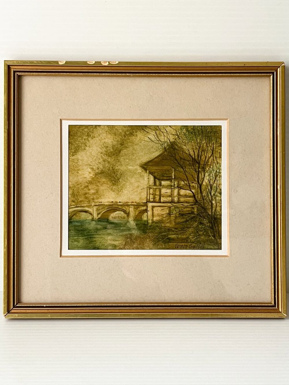 Vernon Godsill Original Watercolor Painting Victorian Gazebo Kingston Bridge '80